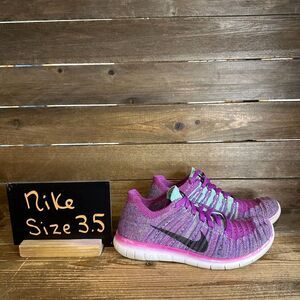 Big Kids Nike Free RN FLyknit‎ Fuchsia Glow Athletic Running Sneakers Size 3.5 Y